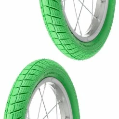 Caoutchouc 2x Pneu Vert 14 X 2.00" (50-254) Lisse ORTEM VENOM Vélo Enfant Junior Mixte Route Chemin