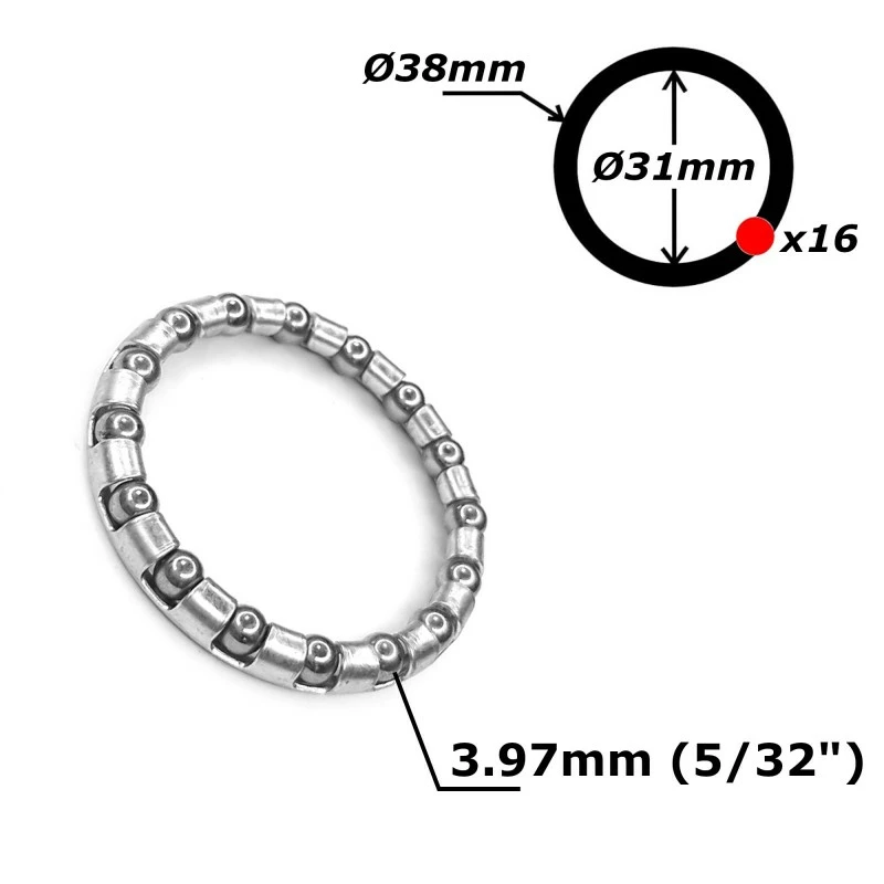 Acier Galvanisé Roulement Cage à Billes 31mm 38mm 16 Billes 5/32" Direction 1" Type Shimano Vélo Cycle Ville Route Vtt 4 Acier Galvanisé Roulement Cage à Billes 31mm 38mm 16 Billes 5/32" Direction 1" Type Shimano Vélo Cycle Ville Route Vtt – Image 3